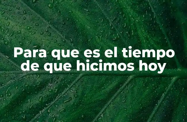 Para que es el Tiempo de que Hicimos Hoy 2 El presente como espejo del pasado