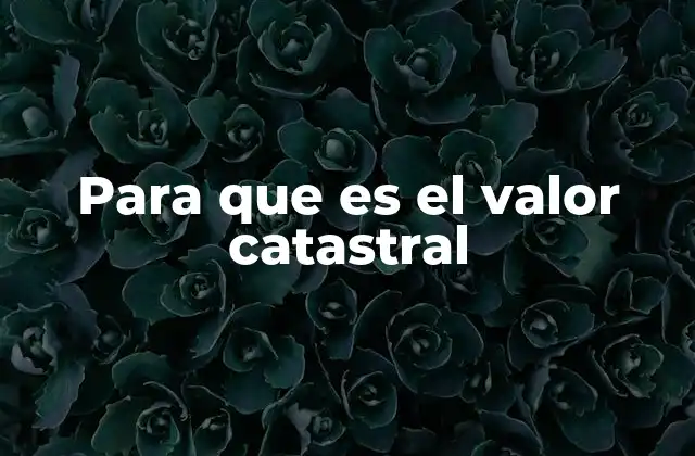 Para que es el Valor Catastral