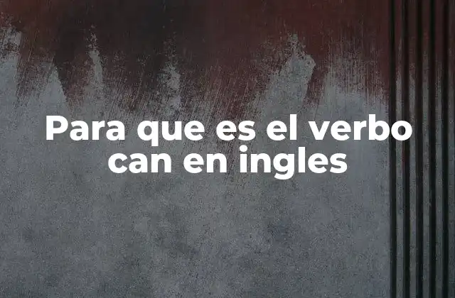 Para que es el Verbo Can en Ingles