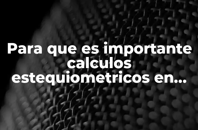 Para que es Importante Calculos Estequiometricos en Procesos Economicos