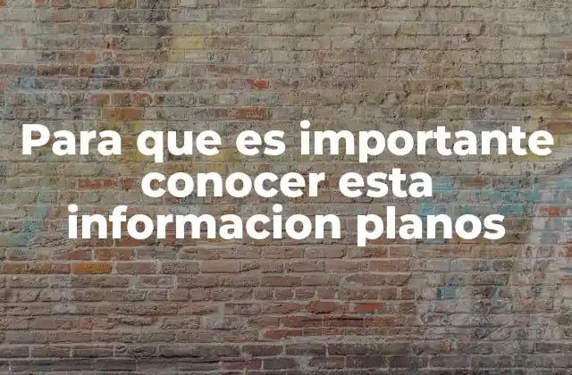 Para que es Importante Conocer Esta Informacion Planos