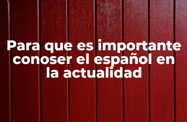 Para que es Importante Conoser el Español en la Actualidad