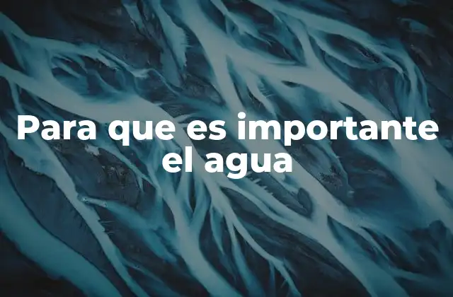 Para que es Importante el Agua