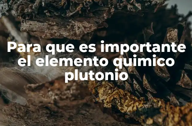 Para que es Importante el Elemento Quimico Plutonio