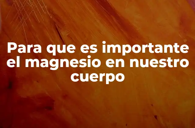 Para que es Importante el Magnesio en Nuestro Cuerpo
