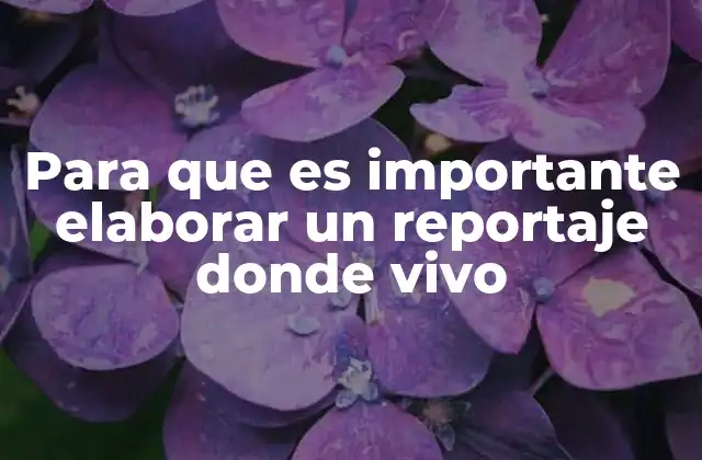 Para que es Importante Elaborar un Reportaje Donde Vivo