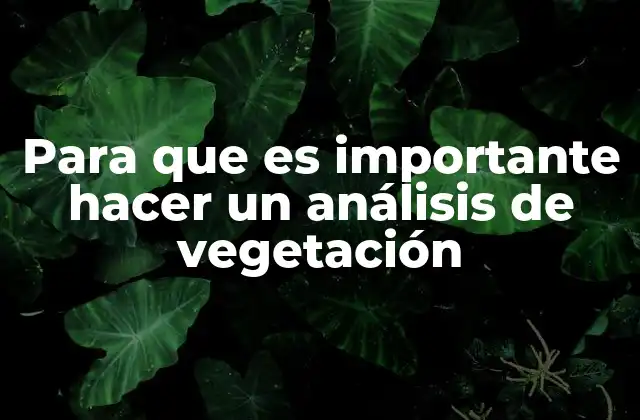 Para que es Importante Hacer un Análisis de Vegetación