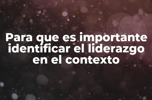 Para que es Importante Identificar el Liderazgo en el Contexto