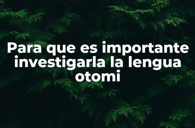 Para que es Importante Investigarla la Lengua Otomi