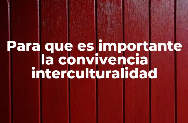 Para que es Importante la Convivencia Interculturalidad