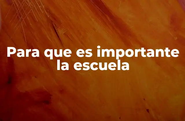 Para que es Importante la Escuela