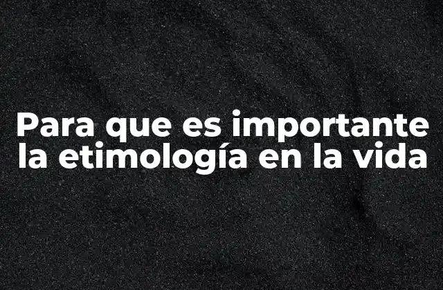 Para que es Importante la Etimología en la Vida