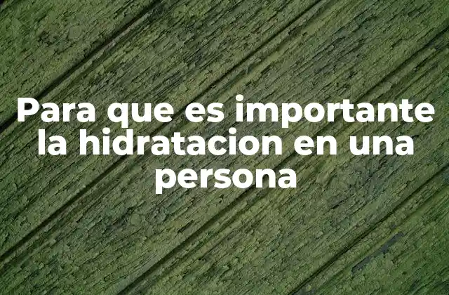 Para que es Importante la Hidratacion en una Persona