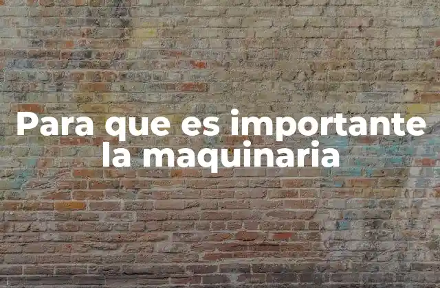 Para que es Importante la Maquinaria