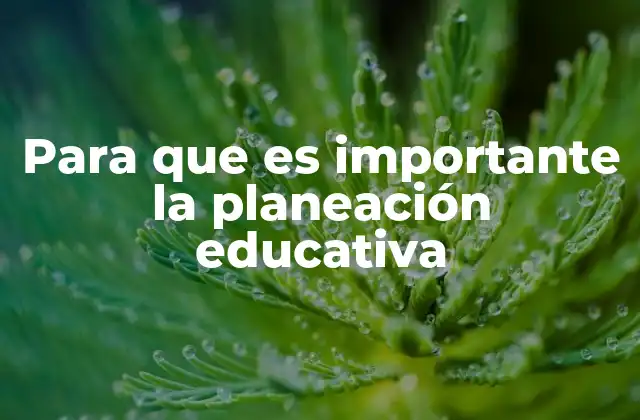 Para que es Importante la Planeación Educativa