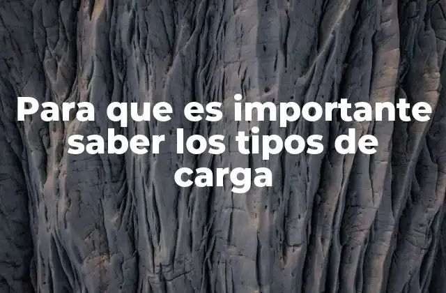 Para que es Importante Saber los Tipos de Carga