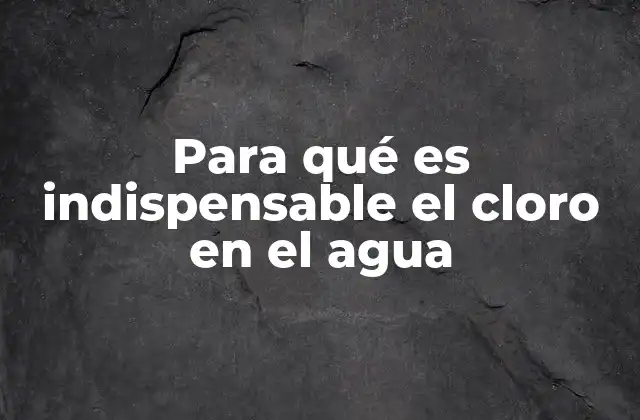 Para Qué es Indispensable el Cloro en el Agua