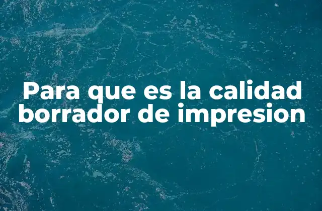 Para que es la Calidad Borrador de Impresion