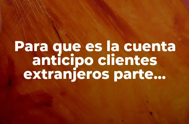 Para que es la Cuenta Anticipo Clientes Extranjeros Parte Relacionadas