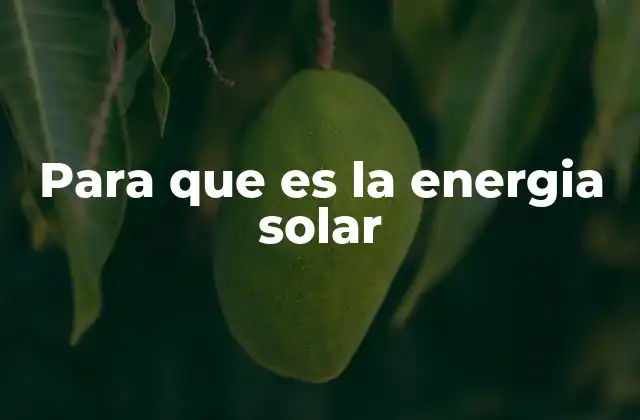 Para que es la Energia Solar