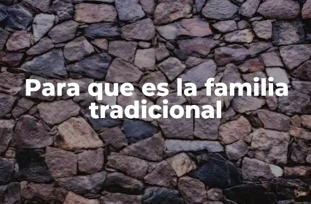 Para que es la Familia Tradicional