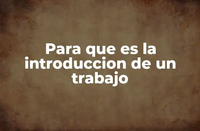 Para que es la Introduccion de un Trabajo