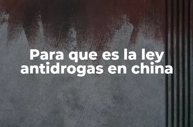 Para que es la Ley Antidrogas en China