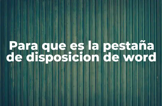 Para que es la Pestaña de Disposicion de Word