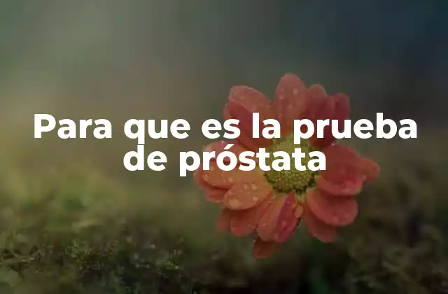 Para que es la Prueba de Próstata