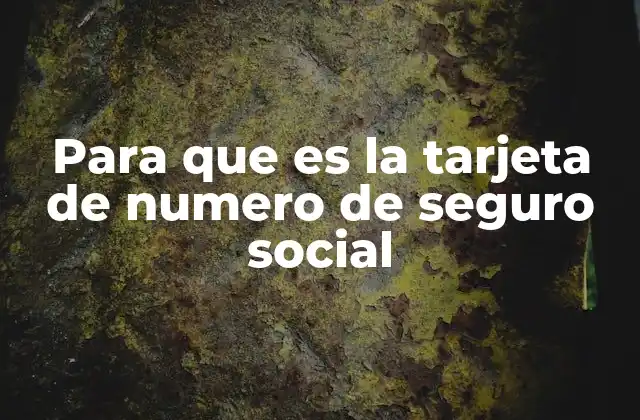 Para que es la Tarjeta de Numero de Seguro Social