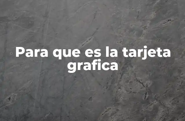 Para que es la Tarjeta Grafica