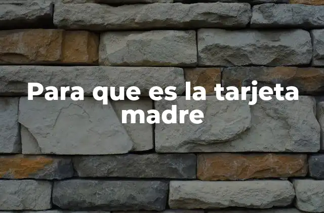 Para que es la Tarjeta Madre