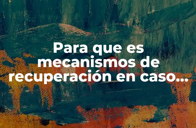 Para que es Mecanismos de Recuperación en Caso de Falla