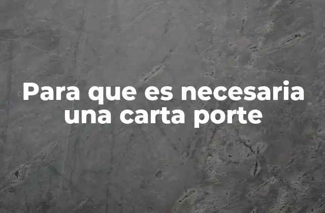 Para que es Necesaria una Carta Porte