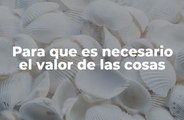 Para que es Necesario el Valor de las Cosas