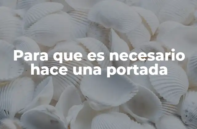 Para que es Necesario Hace una Portada