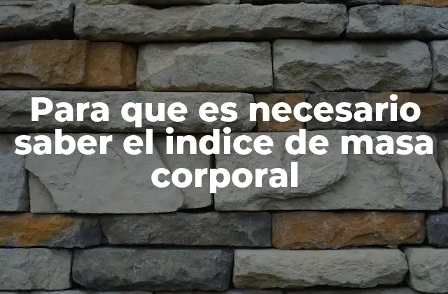 Para que es Necesario Saber el Indice de Masa Corporal