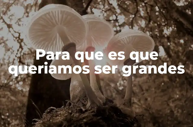 Para que es que Queriamos Ser Grandes