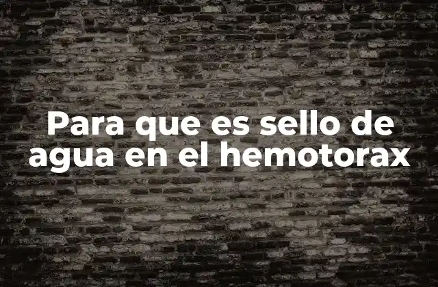 Para que es Sello de Agua en el Hemotorax