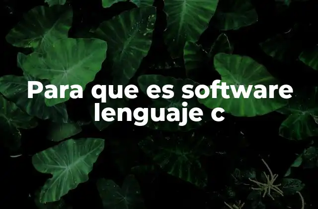 Para que es Software Lenguaje C