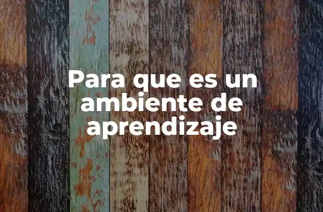 Para que es un Ambiente de Aprendizaje
