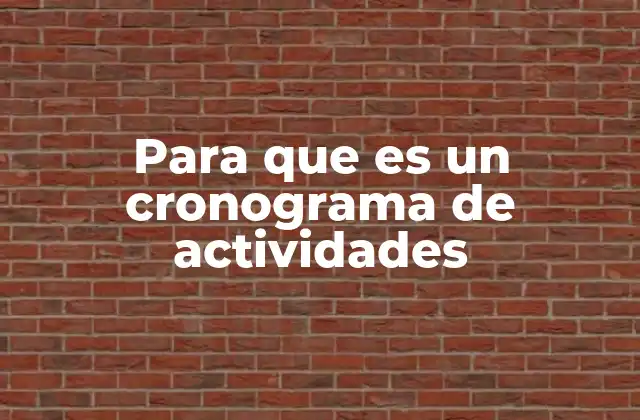 Para que es un Cronograma de Actividades