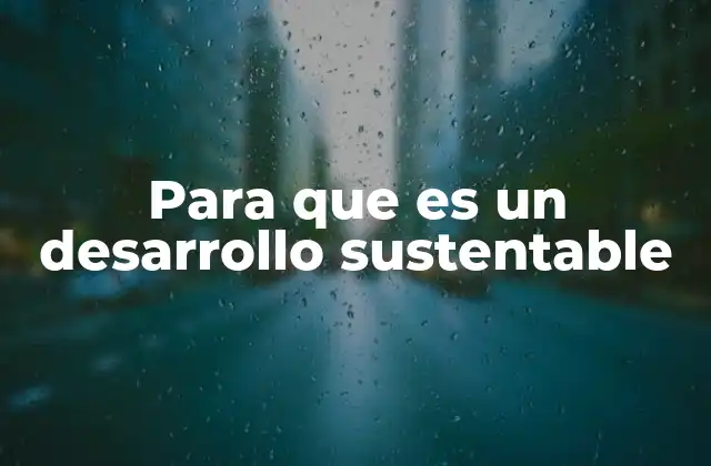 Para que es un Desarrollo Sustentable