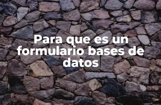 Para que es un Formulario Bases de Datos