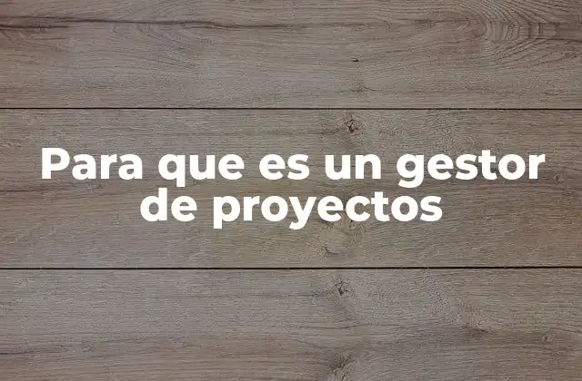 Para que es un Gestor de Proyectos