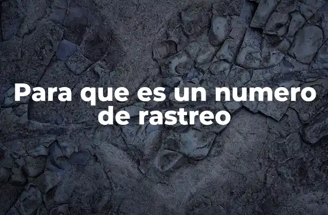 Para que es un Numero de Rastreo