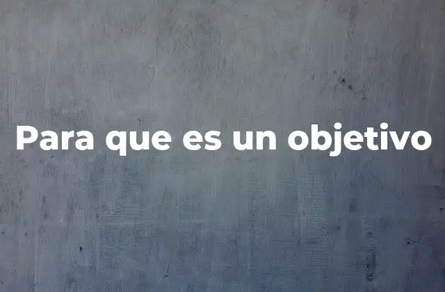 Para que es un Objetivo