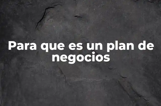 Para que es un Plan de Negocios