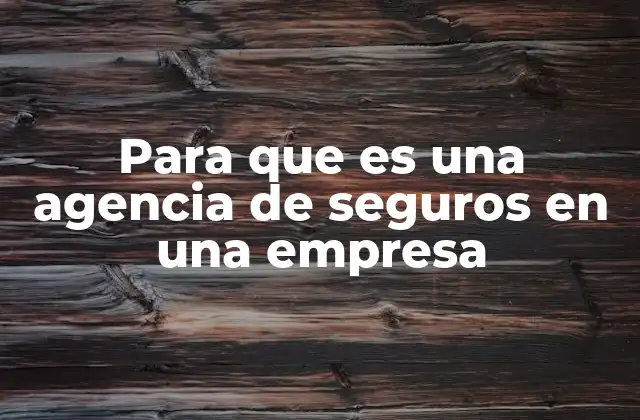 Para que es una Agencia de Seguros en una Empresa