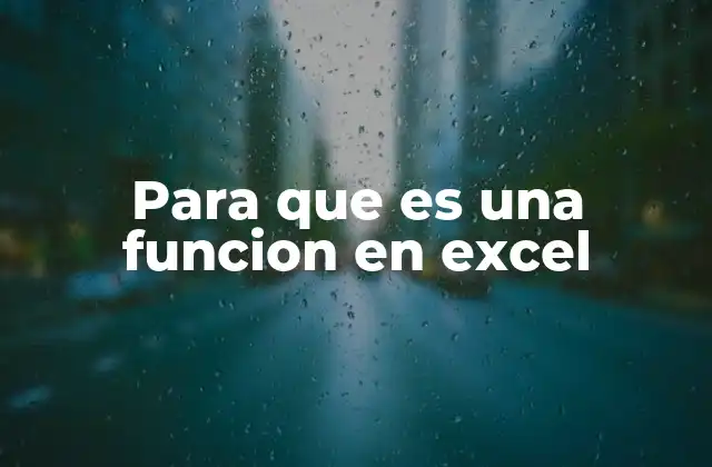 Para que es una Funcion en Excel
